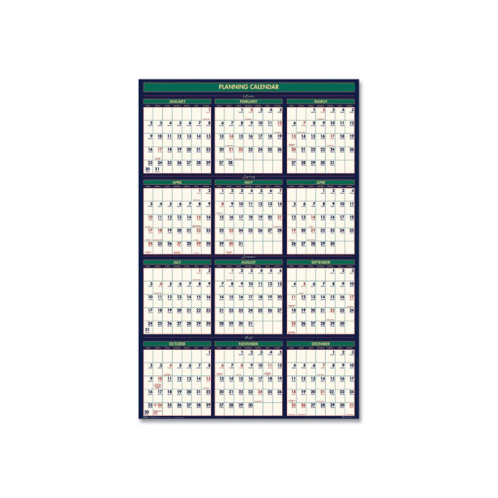 Four Season Erasable Business/Academic Recycled Wall Calendar, 24 x 37, 12-Month(July-June): 2025-26, 12-Month(Jan-Dec): 2026. Picture 2