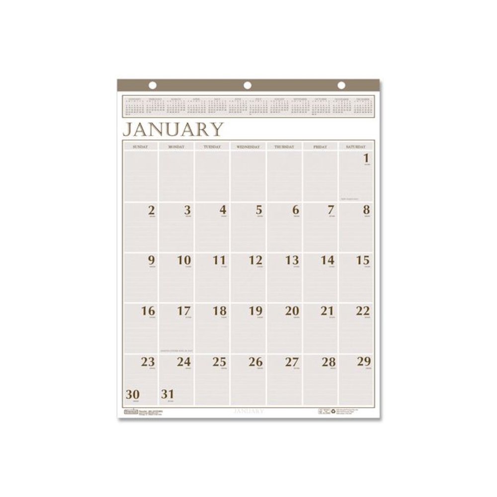 Large Print Recycled Monthly Wall Calendar, 20 x 26, Beige Sheets, 12-Month (Jan to Dec): 2026. Picture 1