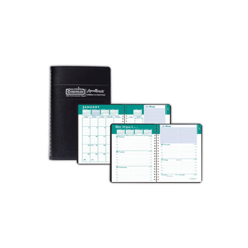 Express Track Recycled Weekly Appointment Book/Monthly Planner, 8 x 5, Black Cover, 13-Month: Jan 2026 to Jan 2027. Picture 1