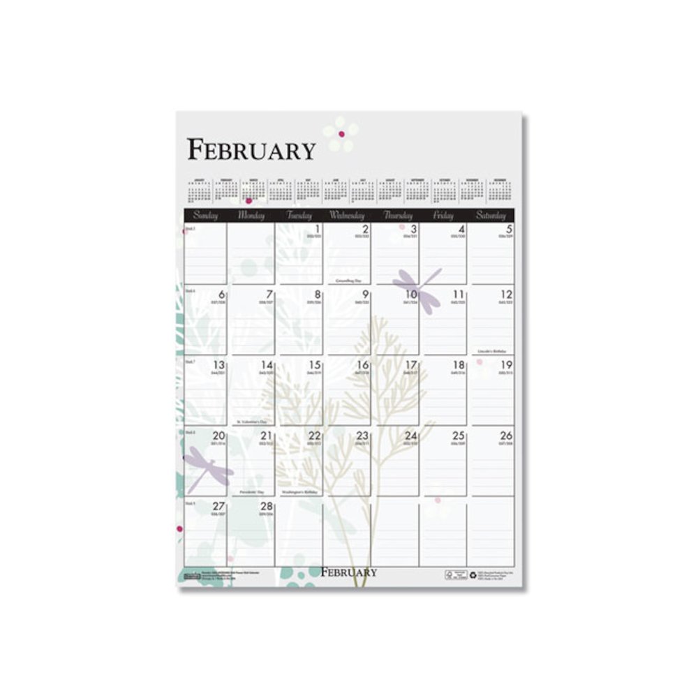 Recycled Wild Flower Wall Calendar, Wild Flowers Artwork, 12 x 16.5, White/Multicolor Sheets, 12-Month (Jan to Dec): 2026. Picture 2
