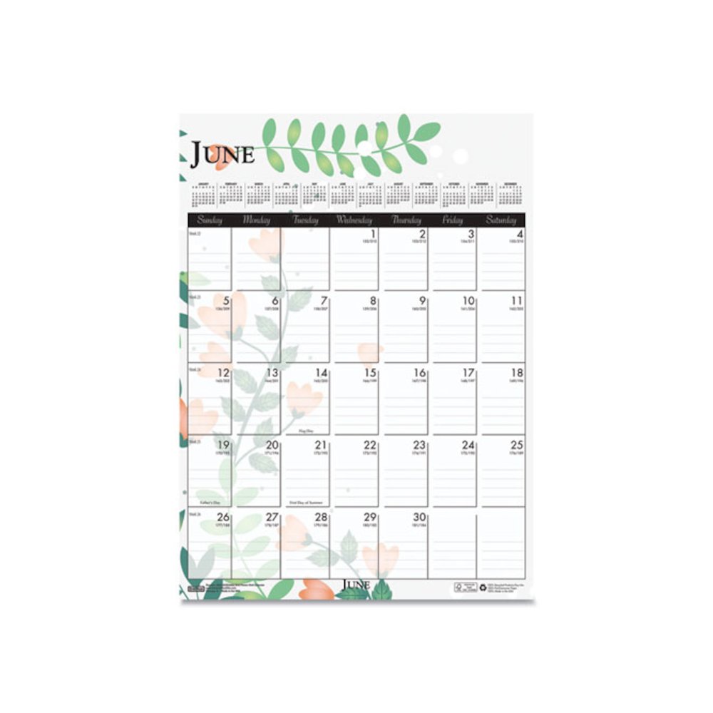 Recycled Wild Flower Wall Calendar, Wild Flowers Artwork, 12 x 16.5, White/Multicolor Sheets, 12-Month (Jan to Dec): 2026. Picture 7