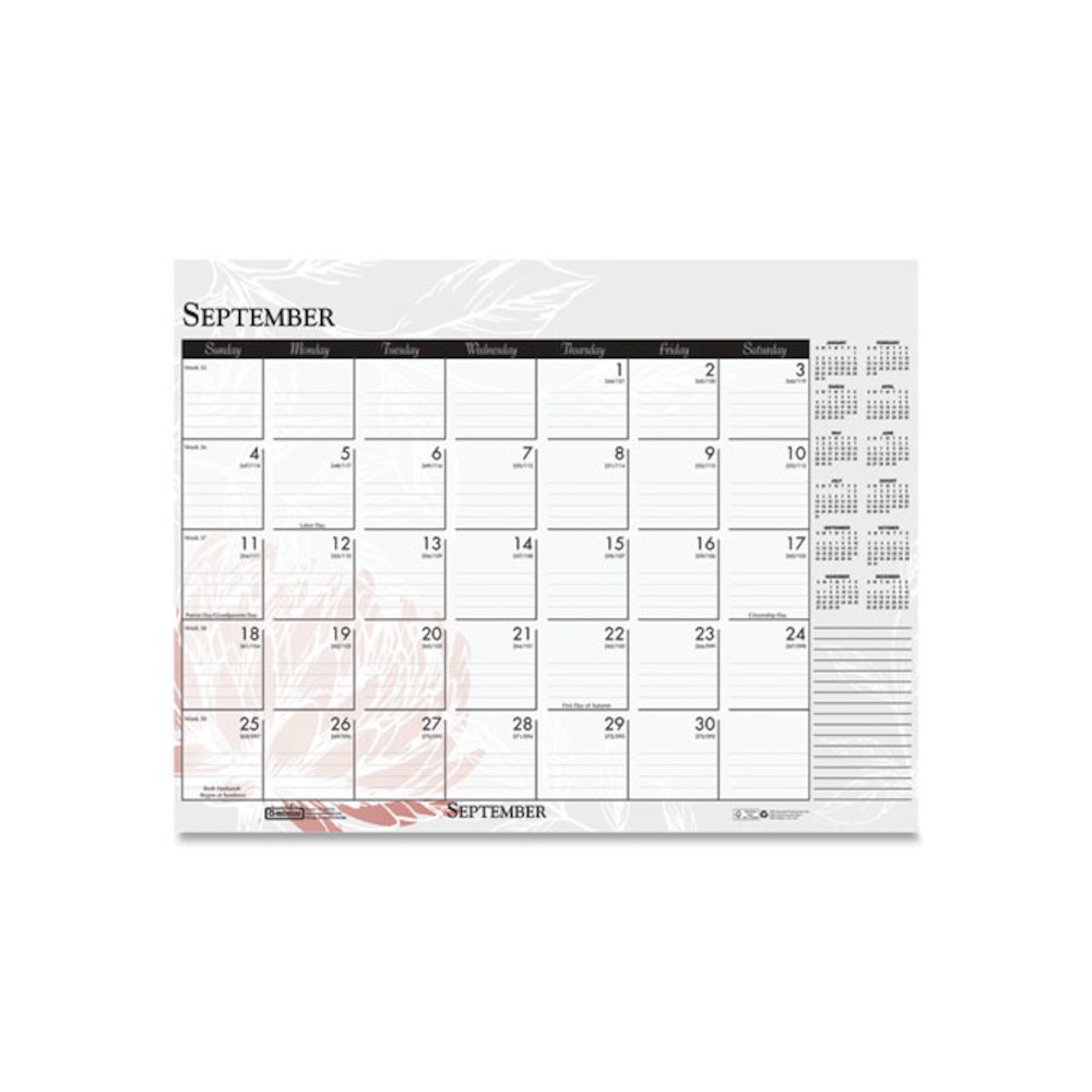 Recycled Desk Pad Calendar, Wild Flowers Artwork, 18.5 x 13, White Sheets, Black Binding/Corners,12-Month (Jan-Dec): 2026. Picture 10