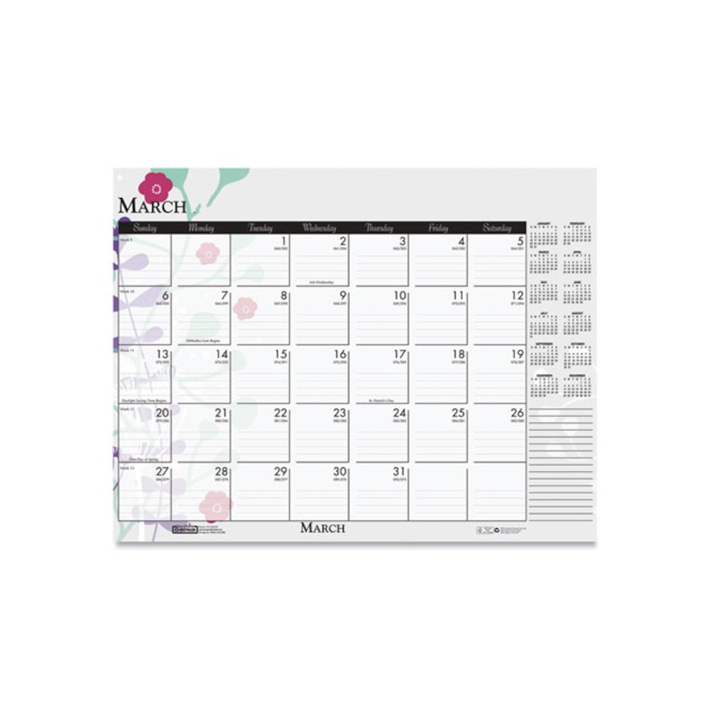 Recycled Desk Pad Calendar, Wild Flowers Artwork, 18.5 x 13, White Sheets, Black Binding/Corners,12-Month (Jan-Dec): 2026. Picture 4