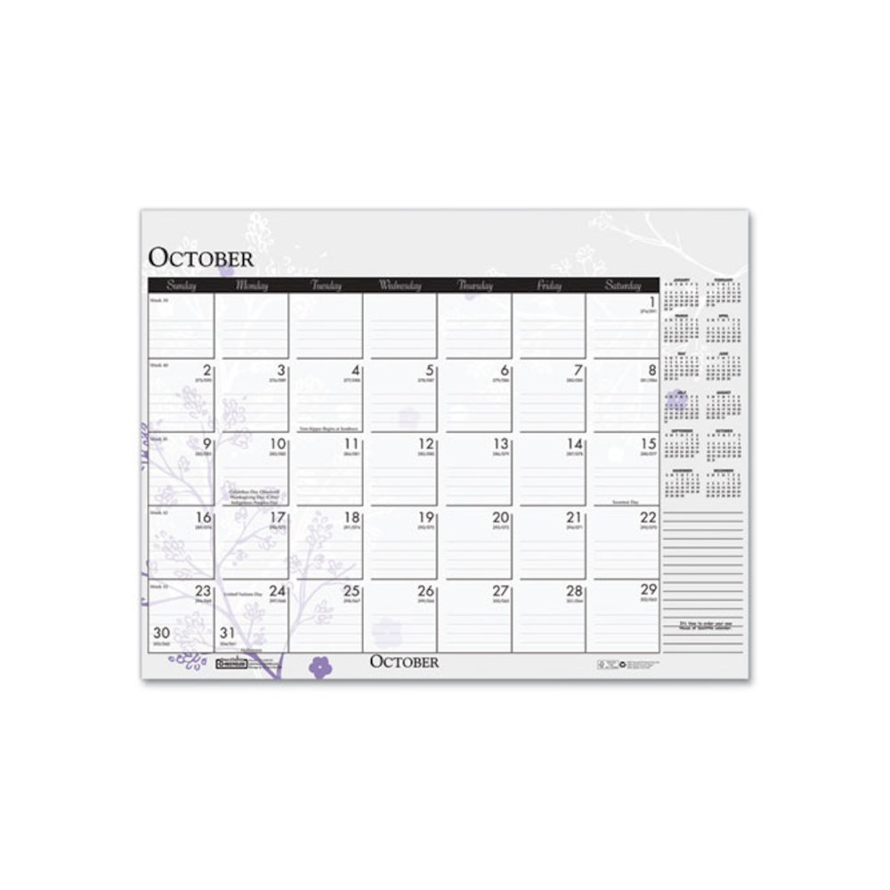 Recycled Desk Pad Calendar, Wild Flowers Artwork, 18.5 x 13, White Sheets, Black Binding/Corners,12-Month (Jan-Dec): 2026. Picture 11