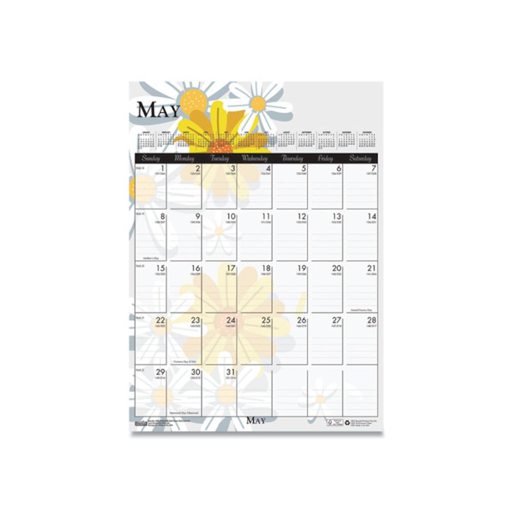 Recycled Wild Flower Wall Calendar, Wild Flowers Artwork, 12 x 16.5, White/Multicolor Sheets, 12-Month (Jan to Dec): 2026. Picture 6