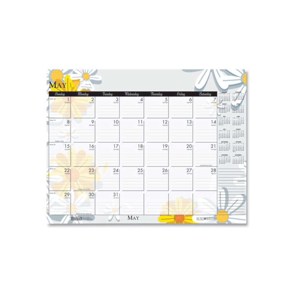 Recycled Desk Pad Calendar, Wild Flowers Artwork, 18.5 x 13, White Sheets, Black Binding/Corners,12-Month (Jan-Dec): 2026. Picture 6