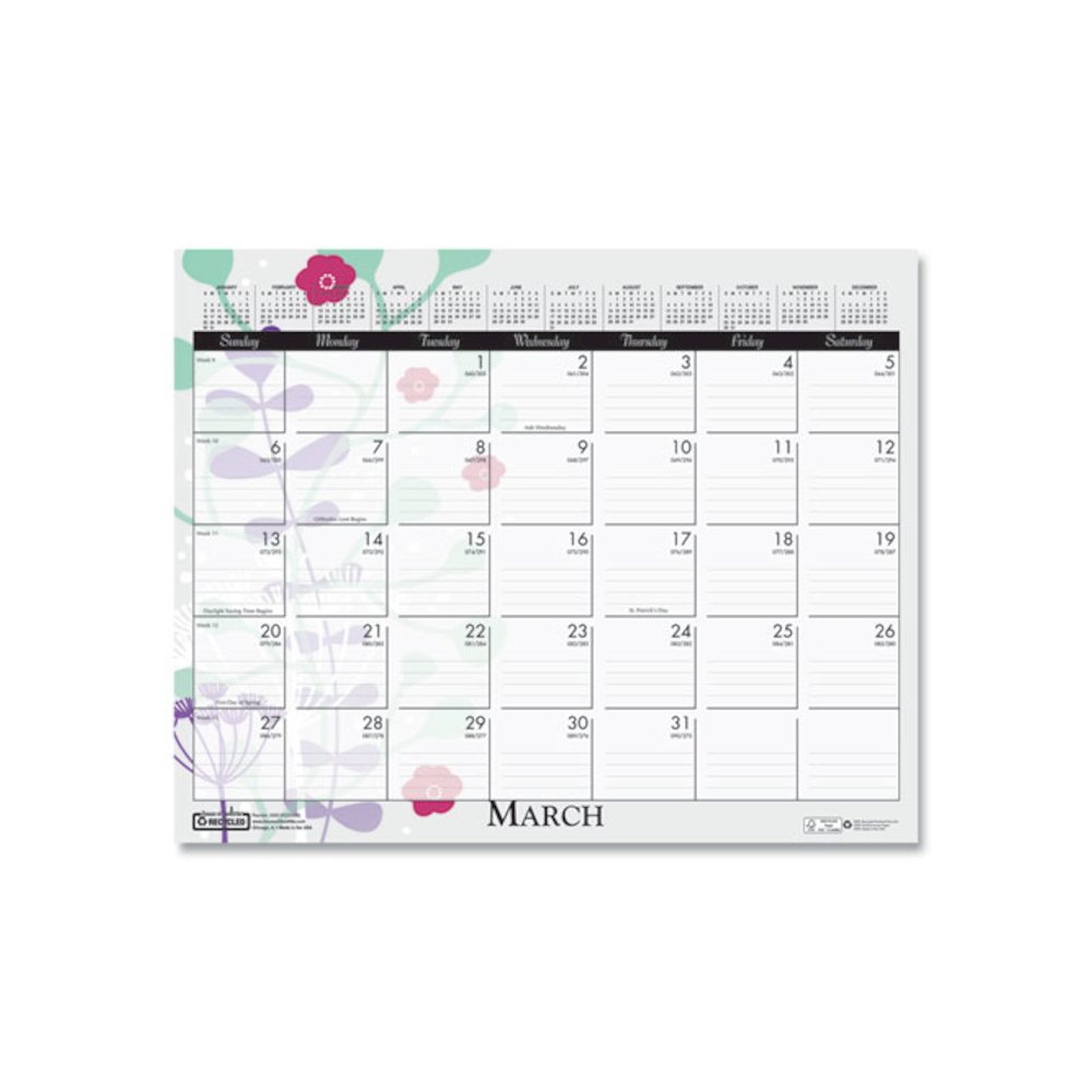 Recycled Wild Flower Wall Calendar, Wild Flowers Artwork, 15 x 12, White/Multicolor Sheets, 12-Month (Jan to Dec): 2026. Picture 4