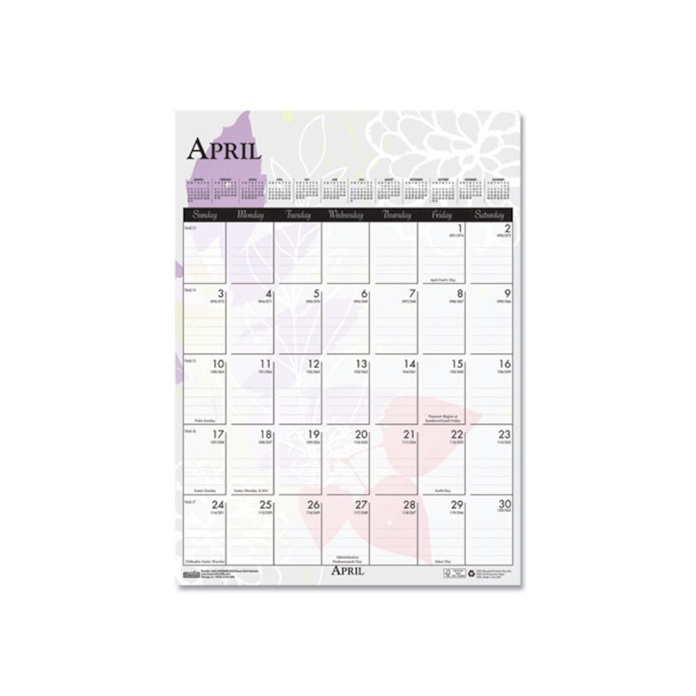 Recycled Wild Flower Wall Calendar, Wild Flowers Artwork, 12 x 16.5, White/Multicolor Sheets, 12-Month (Jan to Dec): 2026. Picture 5