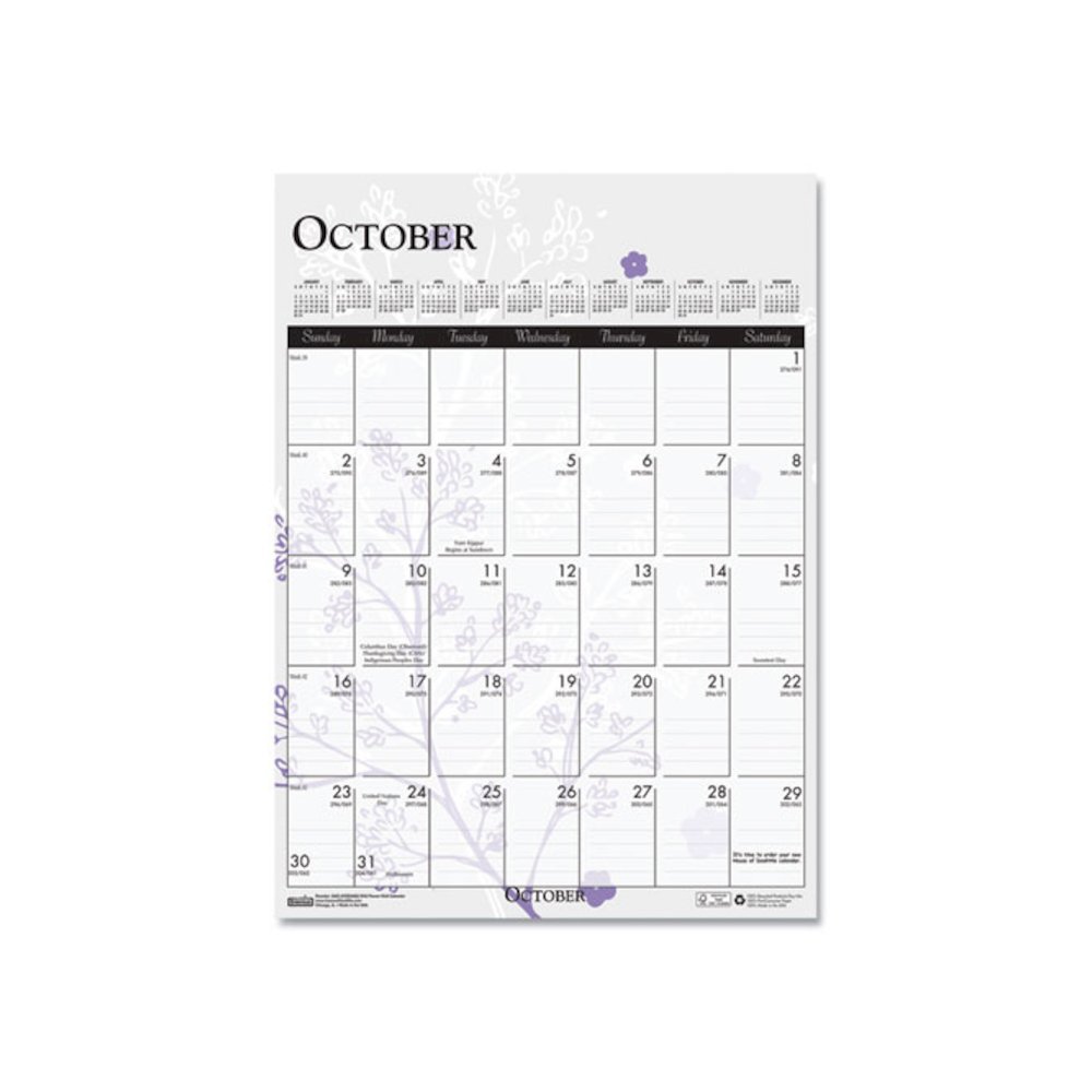Recycled Wild Flower Wall Calendar, Wild Flowers Artwork, 12 x 16.5, White/Multicolor Sheets, 12-Month (Jan to Dec): 2026. Picture 11