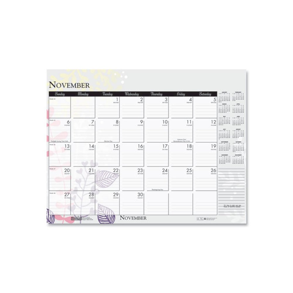 Recycled Desk Pad Calendar, Wild Flowers Artwork, 18.5 x 13, White Sheets, Black Binding/Corners,12-Month (Jan-Dec): 2026. Picture 3