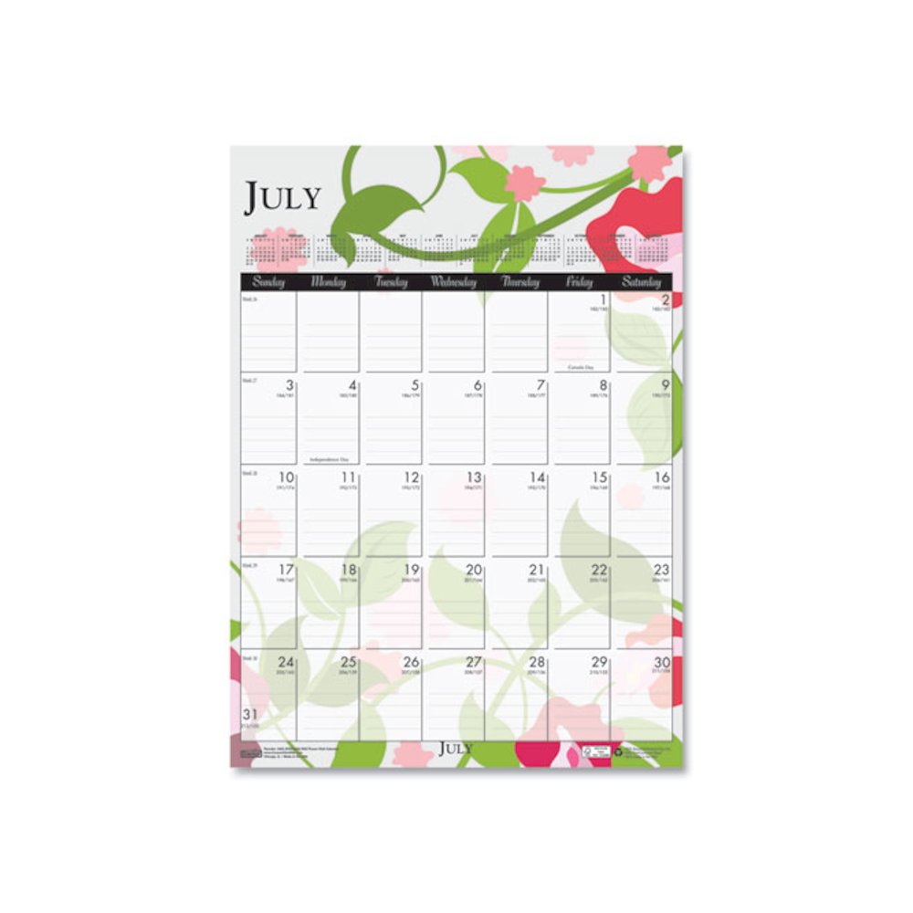 Recycled Wild Flower Wall Calendar, Wild Flowers Artwork, 12 x 16.5, White/Multicolor Sheets, 12-Month (Jan to Dec): 2026. Picture 8