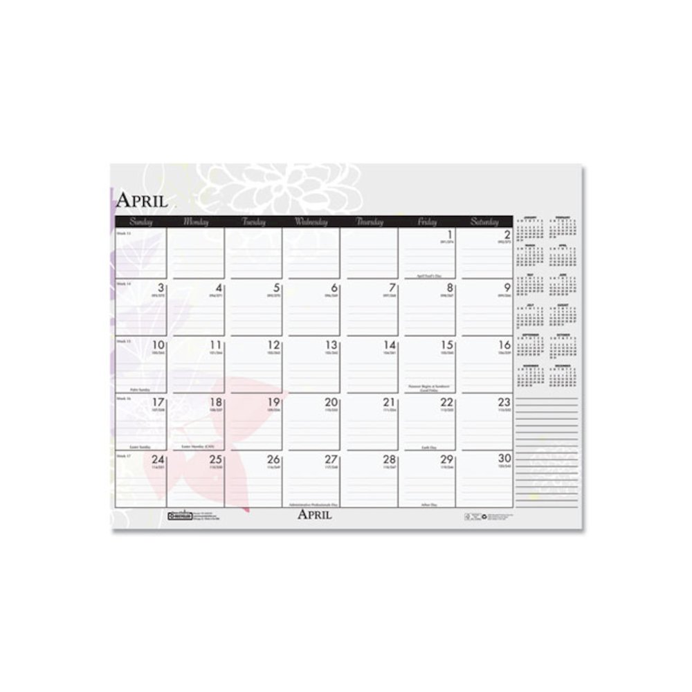 Recycled Desk Pad Calendar, Wild Flowers Artwork, 18.5 x 13, White Sheets, Black Binding/Corners,12-Month (Jan-Dec): 2026. Picture 5