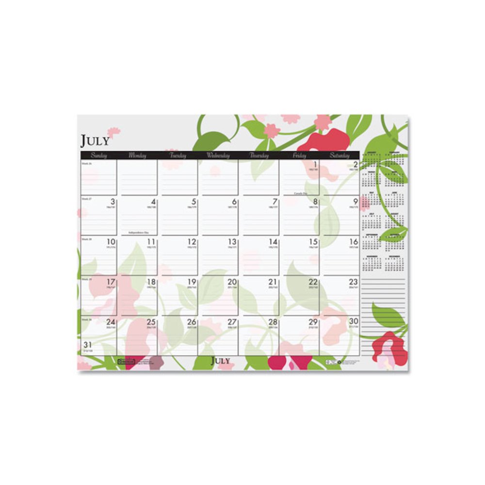 Recycled Desk Pad Calendar, Wild Flowers Artwork, 18.5 x 13, White Sheets, Black Binding/Corners,12-Month (Jan-Dec): 2026. Picture 8