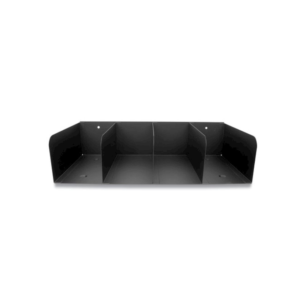 Cash Handling Organizer Bins, 4 Compartments, 16" x 8" x 4", Black. Picture 1