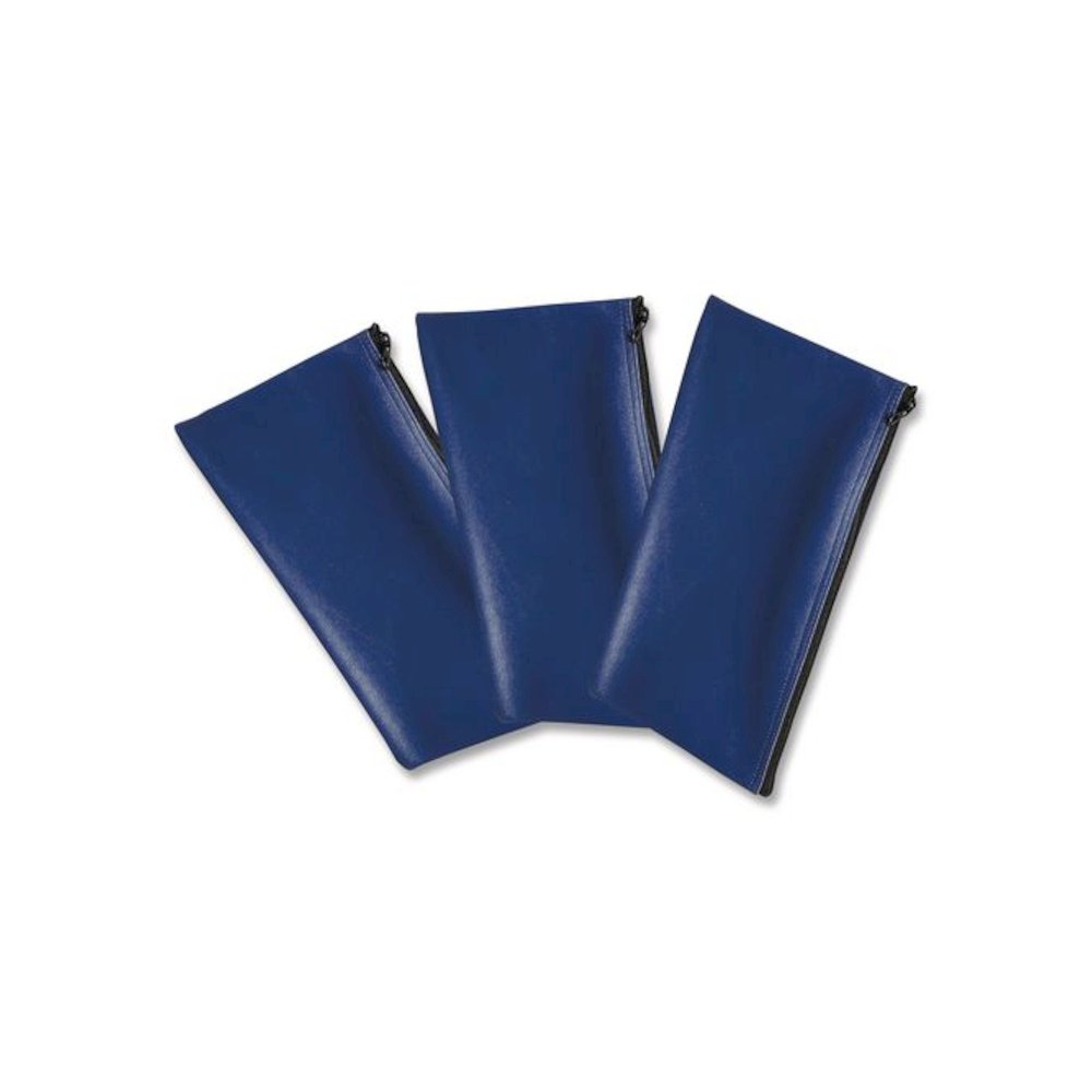 Multipurpose Zipper Deposit Bags, Polyester, 11.3" x 6.3", Blue, 3/Pack. Picture 1