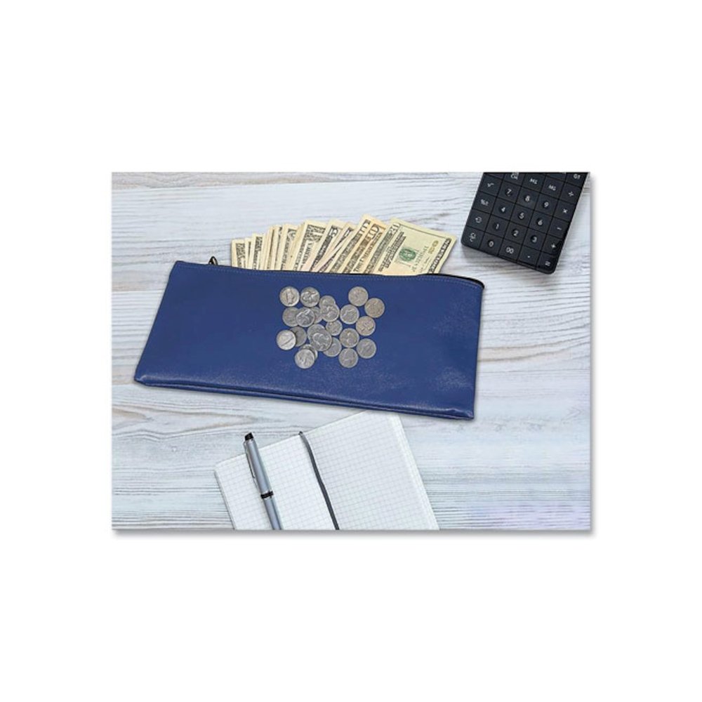 Multipurpose Zipper Deposit Bags, Polyester, 11.3" x 6.3", Blue, 3/Pack. Picture 3