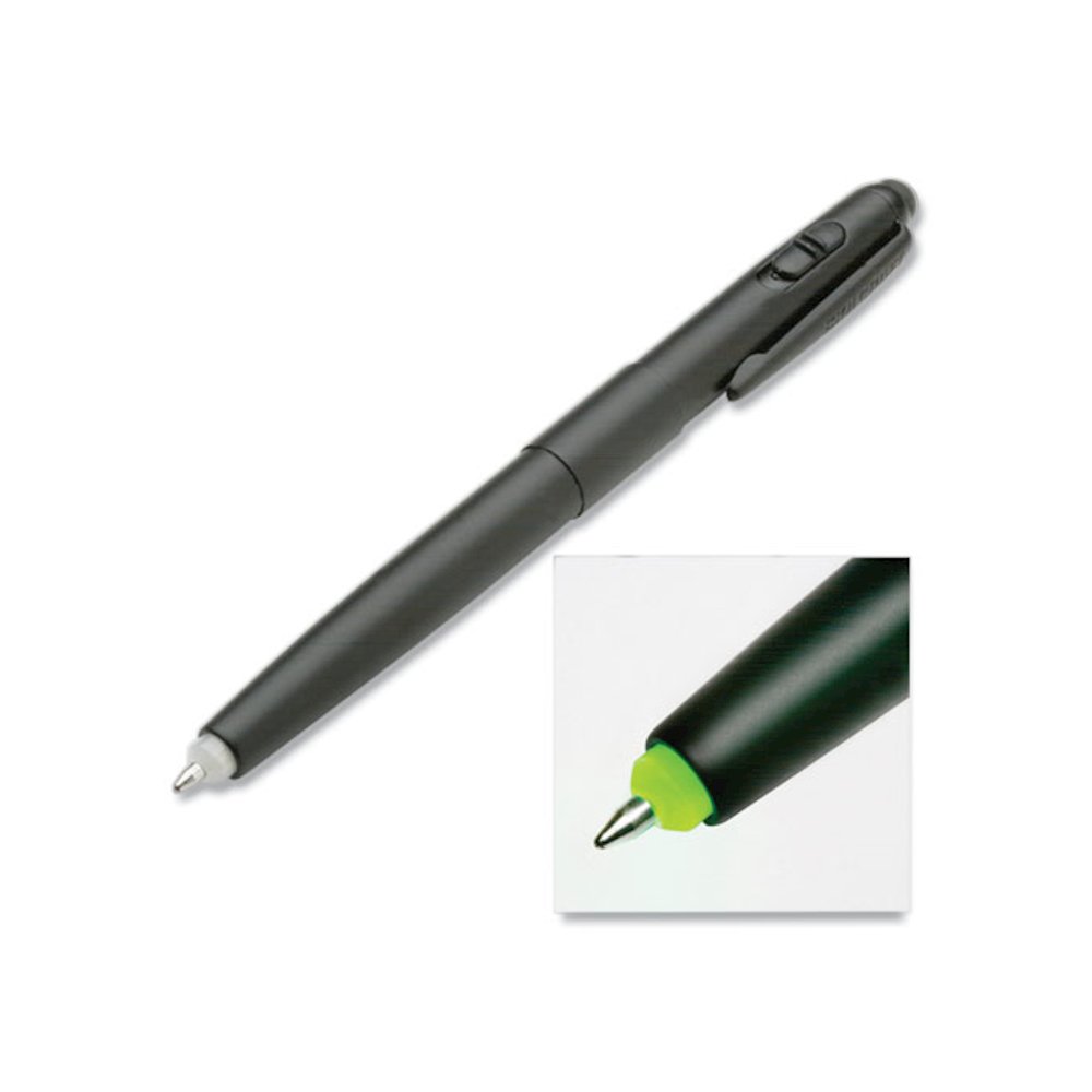 7520016910488, SKILCRAFT Luminator Ballpoint Pen/Flashlight, Green LED, Retractable, Medium 1 mm, Black Ink, Black Barrel. Picture 1