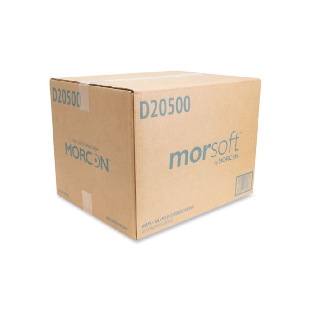 Morsoft Dispenser Napkins, 1-Ply, 6 x 13, White, 500/Pack, 20 Packs/Carton. Picture 2