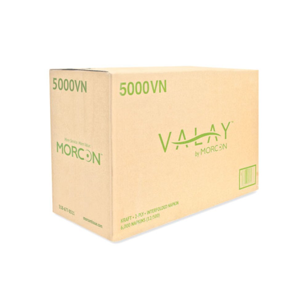 Valay Interfolded Napkins, 2-Ply, 6.5 x 8.25, Kraft, 6,000/Carton. Picture 2
