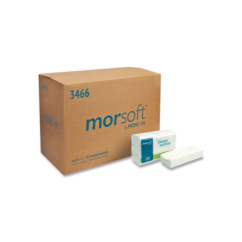 Morsoft Dinner Napkins, 2-Ply, 14.5 x 16.5, White, 3,000/Carton. Picture 1