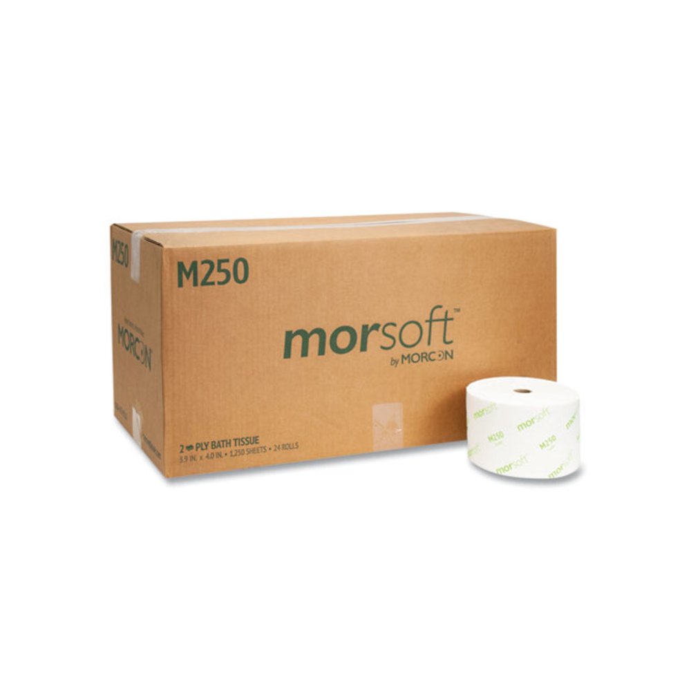 Small Core Bath Tissue, Septic Safe, 2-Ply, White, 1,250 Sheets/Roll, 24 Rolls/Carton. Picture 1