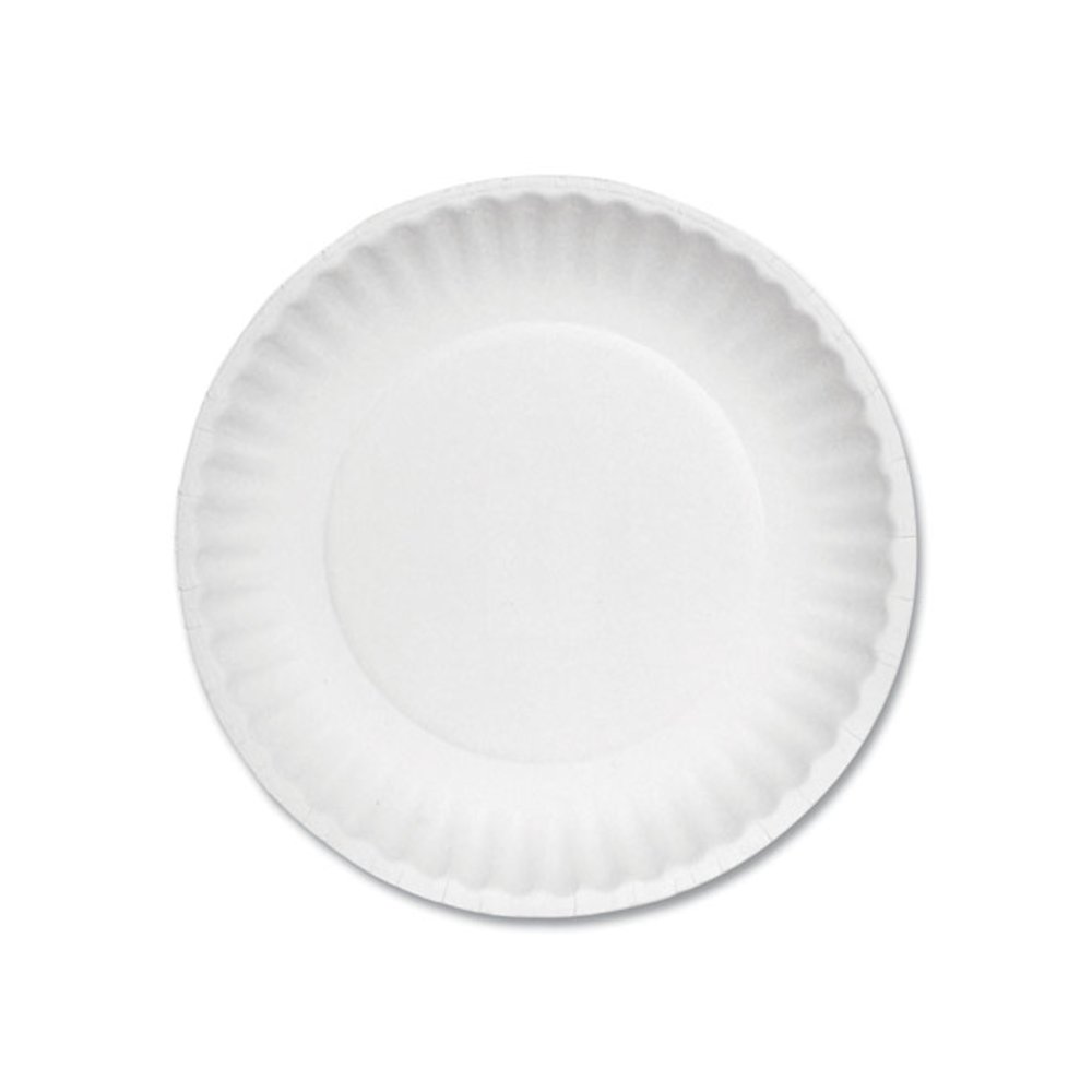 White Paper Plates, 6" dia, 100/Pack, 10 Packs/Carton. Picture 1