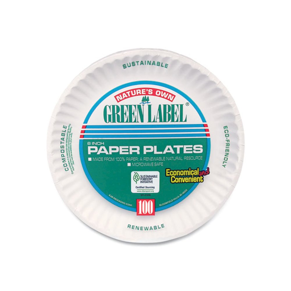 White Paper Plates, 6" dia, 100/Pack, 10 Packs/Carton. Picture 2