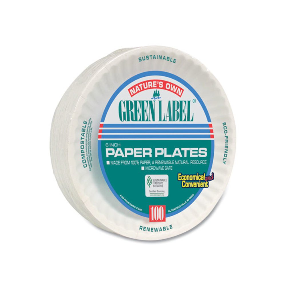 White Paper Plates, 6" dia, 100/Pack, 10 Packs/Carton. Picture 3