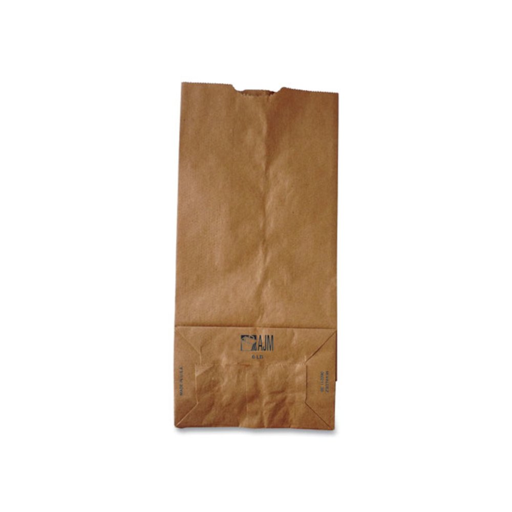 Grocery Paper Bags, 6# Size, 35# Basis Weight, 5.88" x 3.63" x 11", Kraft, 500/Bundle. Picture 4