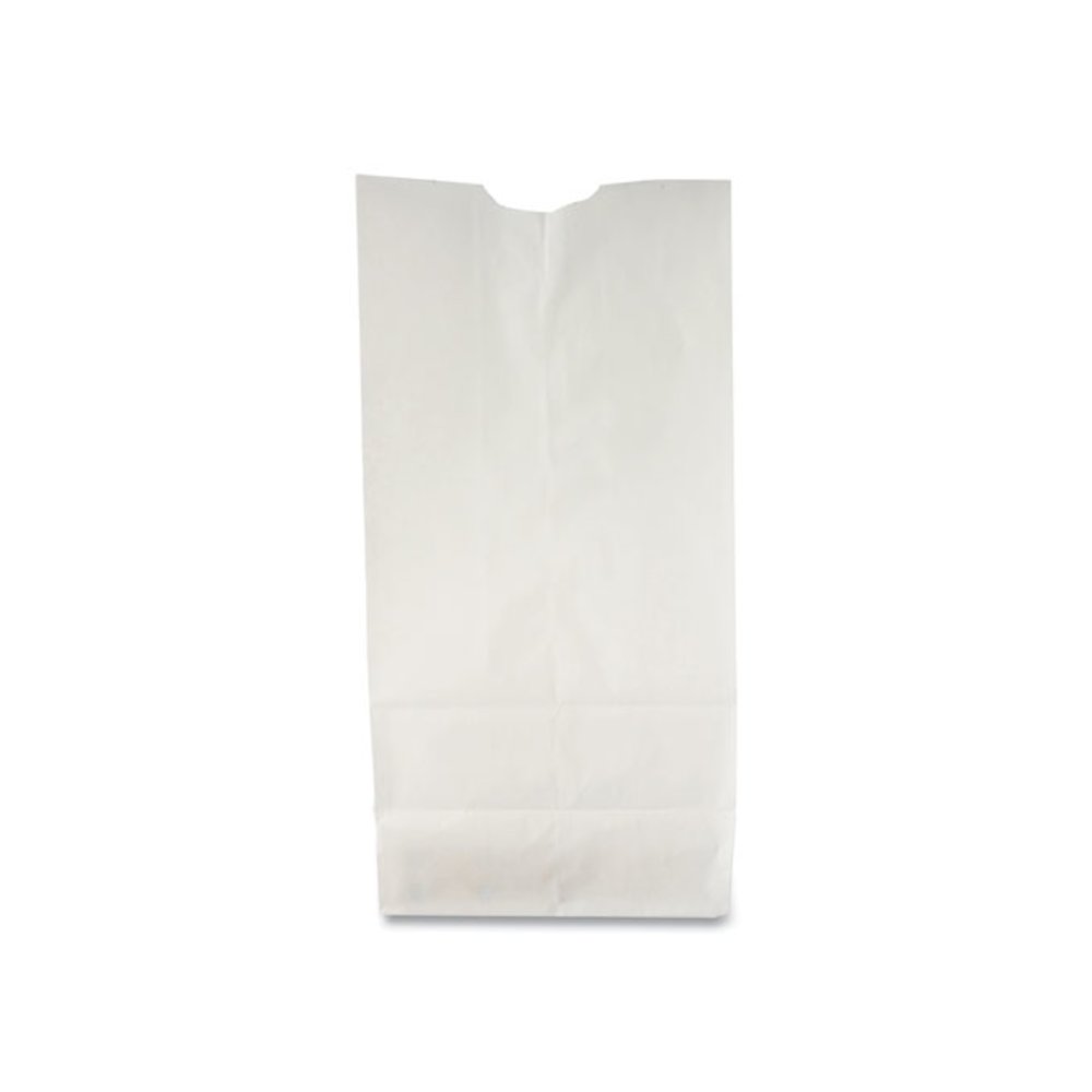 Grocery Paper Bags, 2# Size, 30# Basis Weight, 4.13" x 2.63" x 7.88", White, 500/Bundle. Picture 1