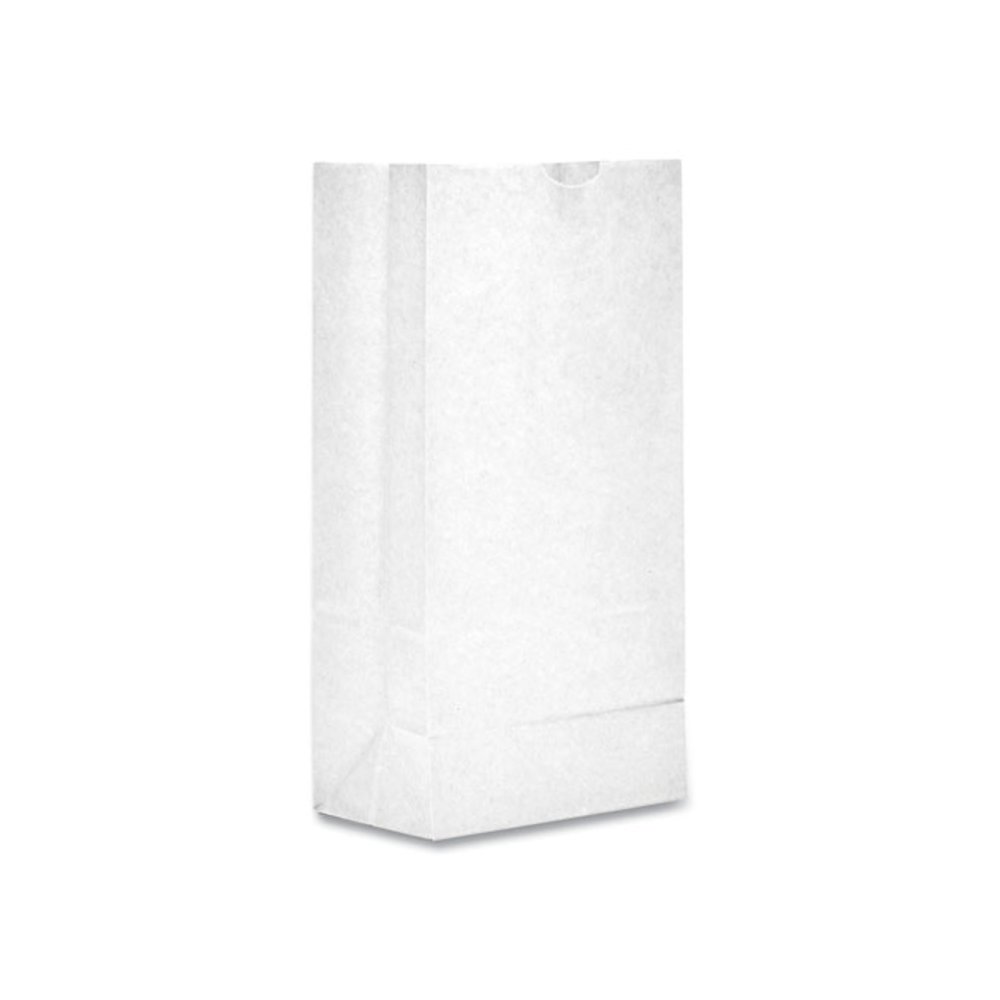 Grocery Paper Bags, 2# Size, 30# Basis Weight, 4.13" x 2.63" x 7.88", White, 500/Bundle. Picture 2