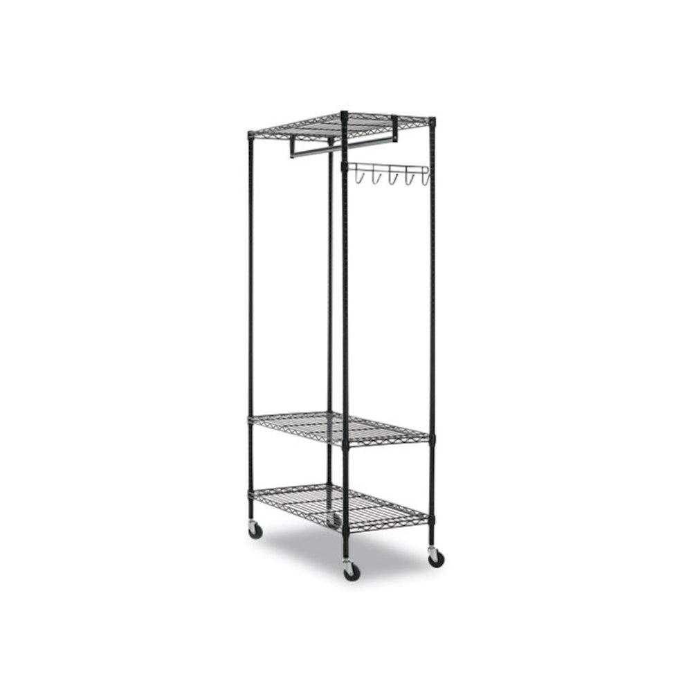 Wire Shelving Garment Rack, 40 Garments, 48w x 18d x 75h, Black. Picture 2