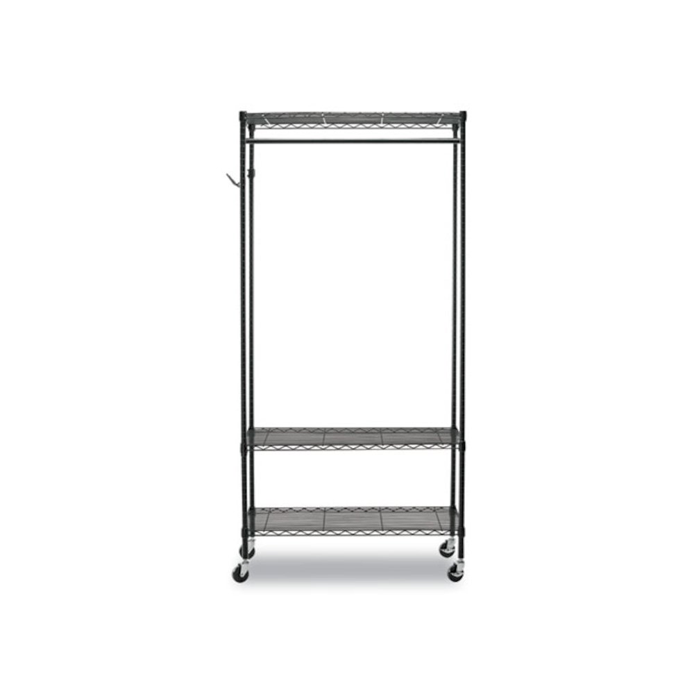 Wire Shelving Garment Rack, 40 Garments, 48w x 18d x 75h, Black. Picture 3