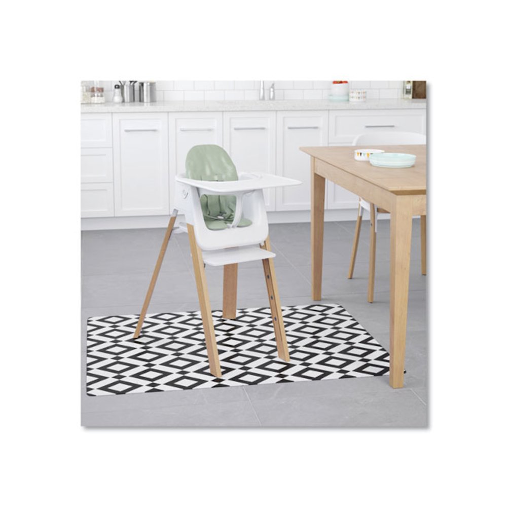 FashionMat Chair Mat for Flat Pile Carpeted and Hard Floors, Rectangular, Straight Edges, 35" x 40", White/Black. Picture 3