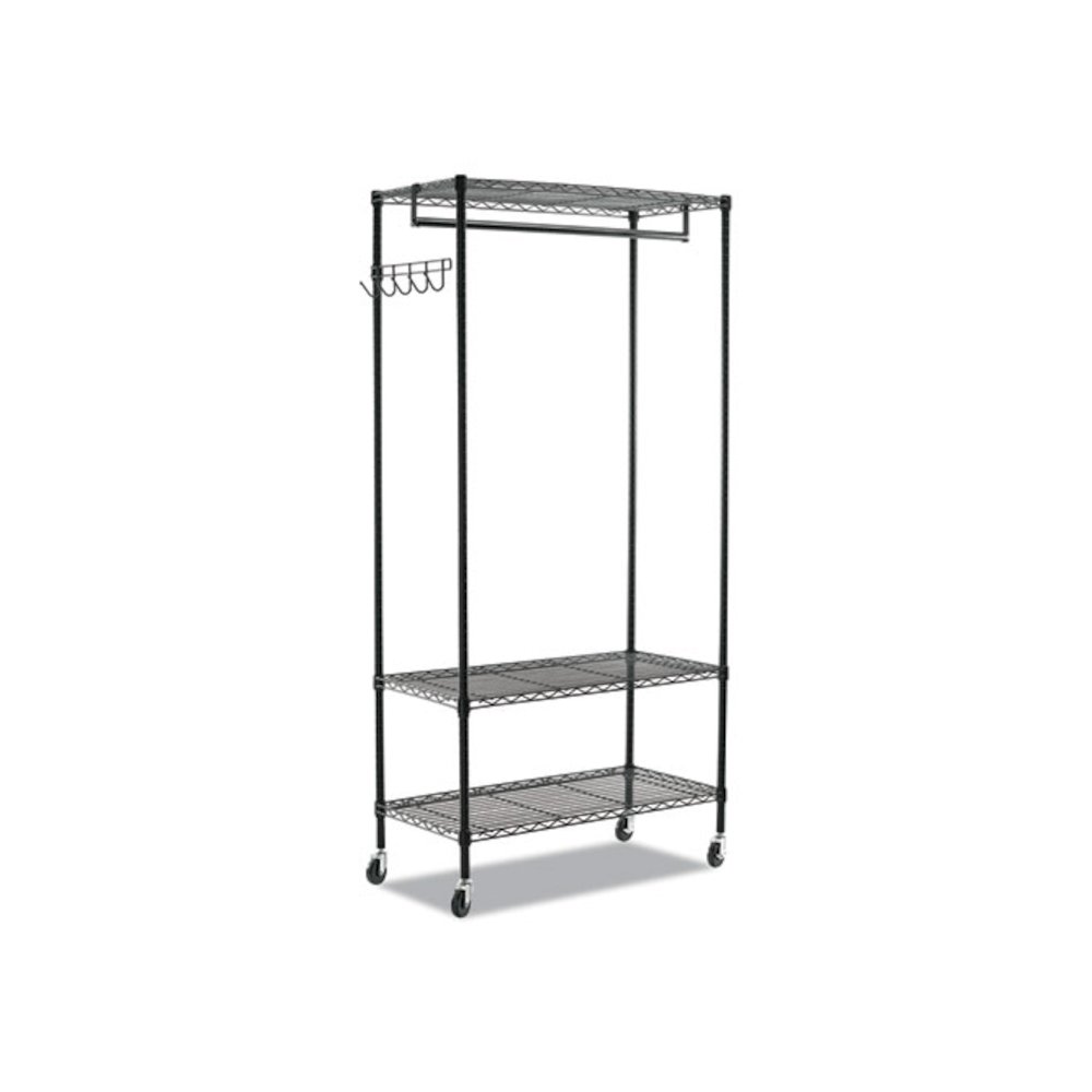 Wire Shelving Garment Rack, 40 Garments, 48w x 18d x 75h, Black. Picture 1