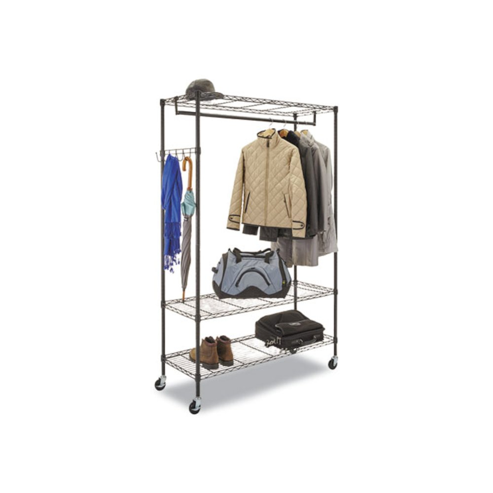 Wire Shelving Garment Rack, 40 Garments, 48w x 18d x 75h, Black. Picture 4