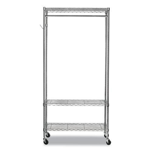 Wire Shelving Garment Rack, 40 Garments, 48w x 18d x 75h, Silver. Picture 4