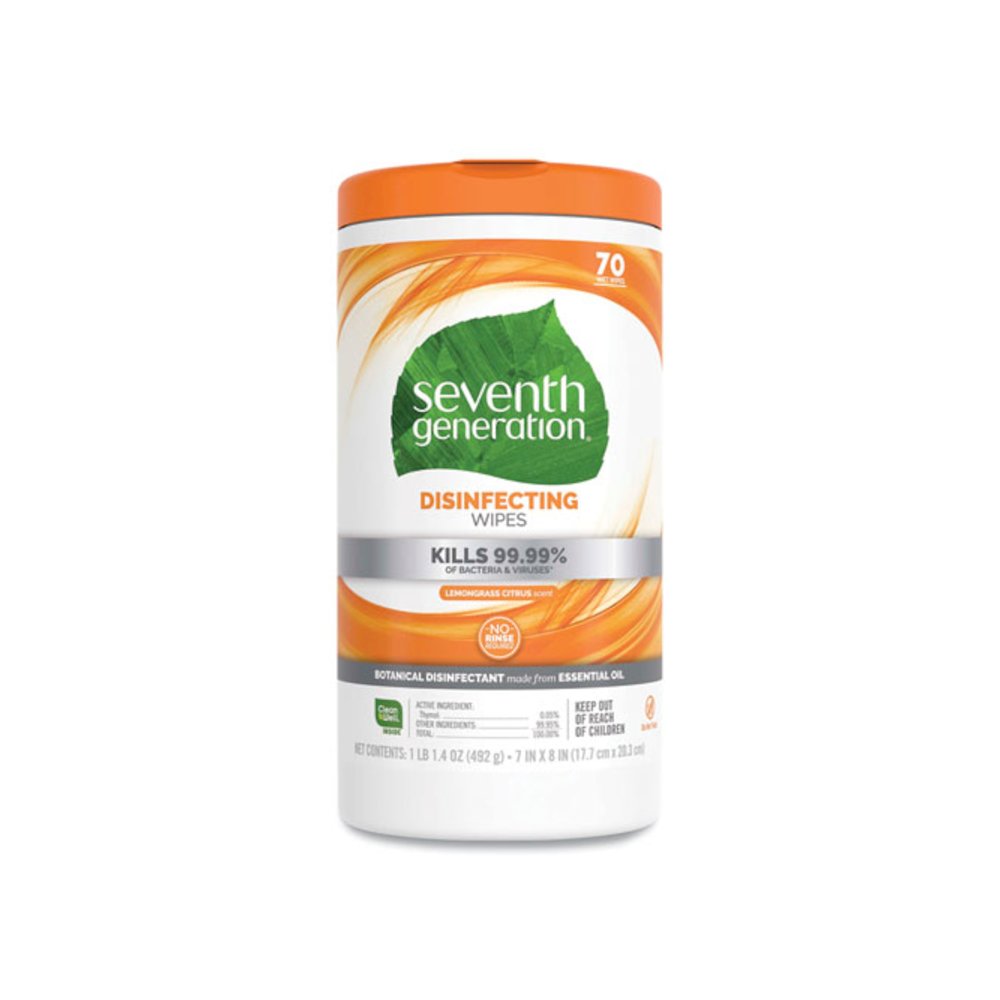 Botanical Disinfecting Wipes, 7 x 8, Lemongrass Citrus, 70 Count, 6/Carton. Picture 2