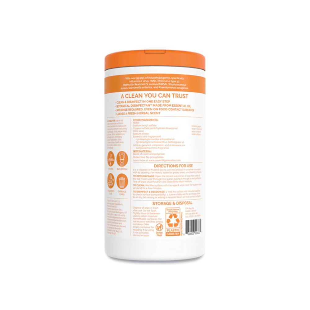 Botanical Disinfecting Wipes, 7 x 8, Lemongrass Citrus, 70 Count, 6/Carton. Picture 3