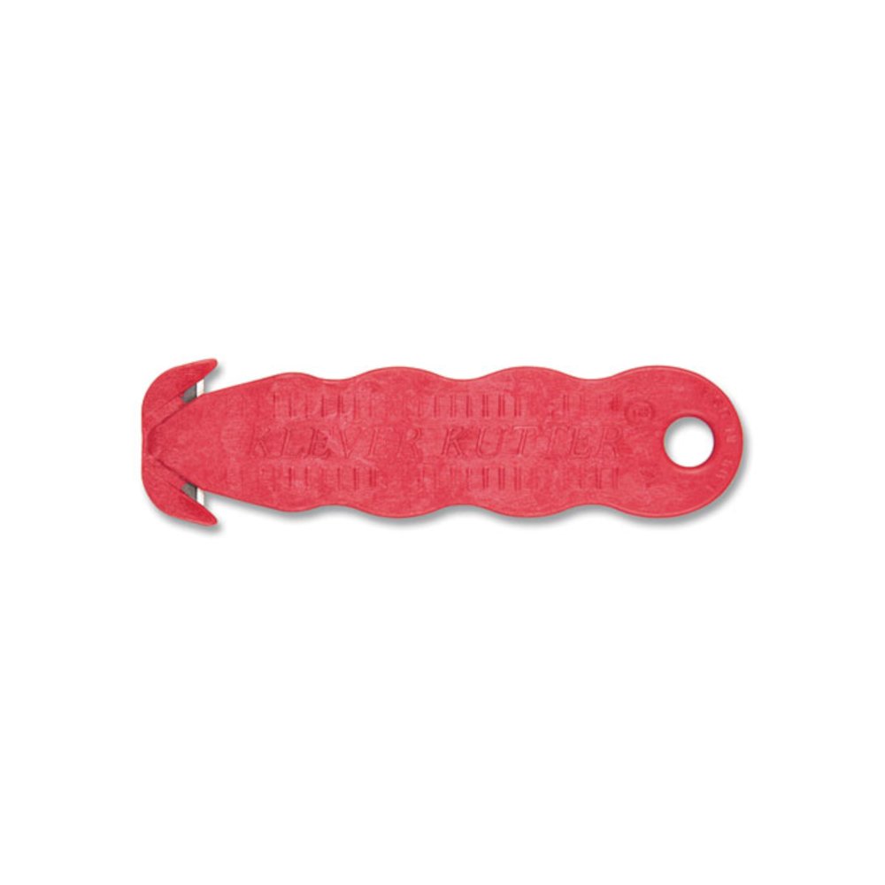 Klever Kutter Safety Cutter, 3 Razor Blades, 1" Blade, 4" Plastic Handle, Red. Picture 1