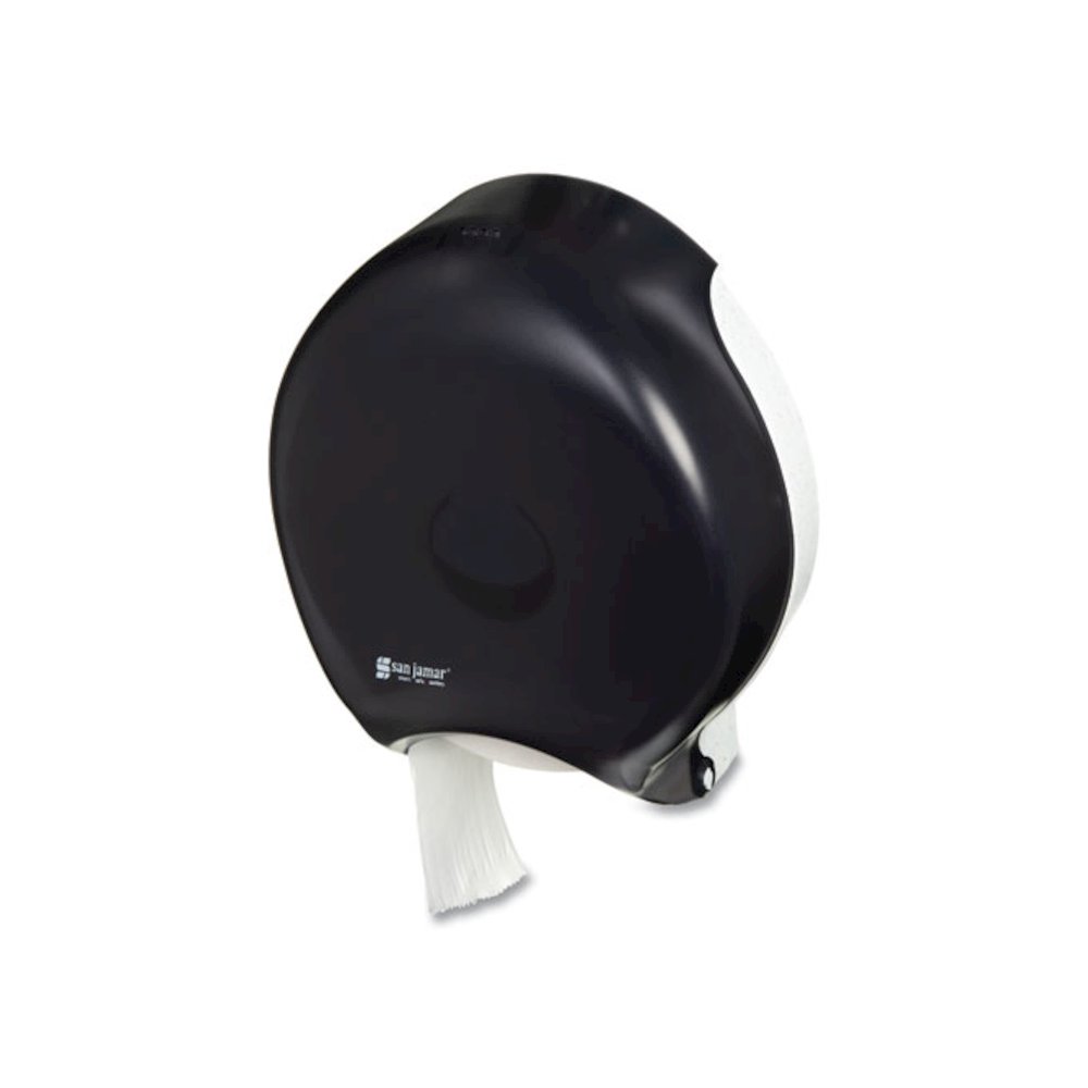 Single 12" JBT Bath Tissue Dispenser, Classic, 1 Roll, 12.9 x 5.63 x 14.88, Transparent Black Pearl. Picture 2