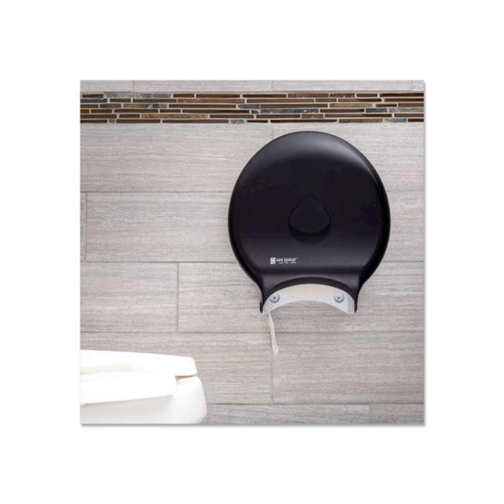 Single 12" JBT Bath Tissue Dispenser, Classic, 1 Roll, 12.9 x 5.63 x 14.88, Transparent Black Pearl. Picture 5