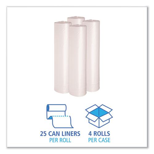 Recycled Low-Density Polyethylene Can Liners, 56 gal, 1.4 mil, 43" x 47", Clear, Perforated, 10 Bags/Roll, 10 Rolls/Carton. Picture 3