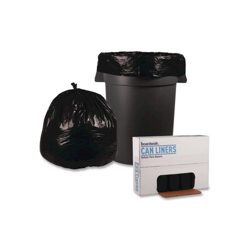 Recycled Low-Density Polyethylene Can Liners, 45 gal, 1.2 mil, 40" x 46", Black, Perforated, 10 Bags/Roll, 10 Rolls/Carton. Picture 5