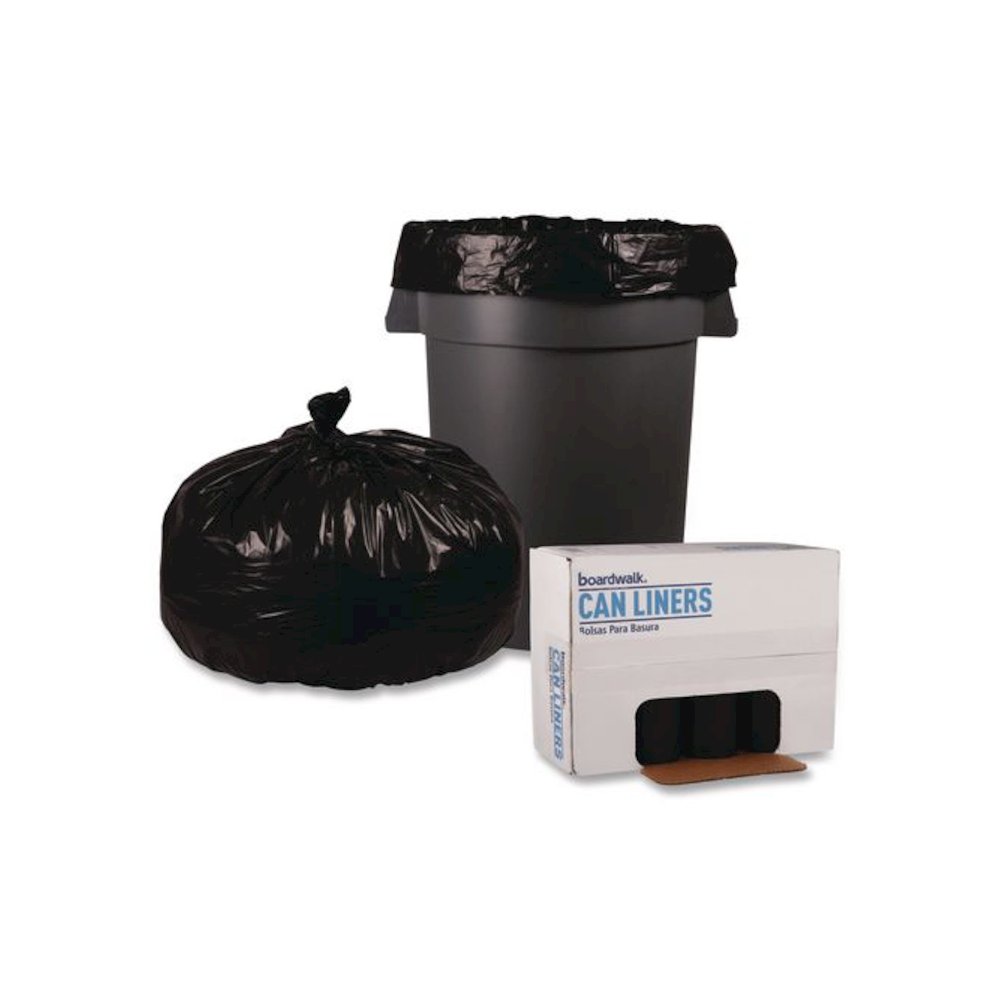 Recycled Low-Density Polyethylene Can Liners, 60 gal, 1.2 mil, 38" x 58", Black, Perforated, 10 Bags/Roll, 10 Rolls/Carton. Picture 5
