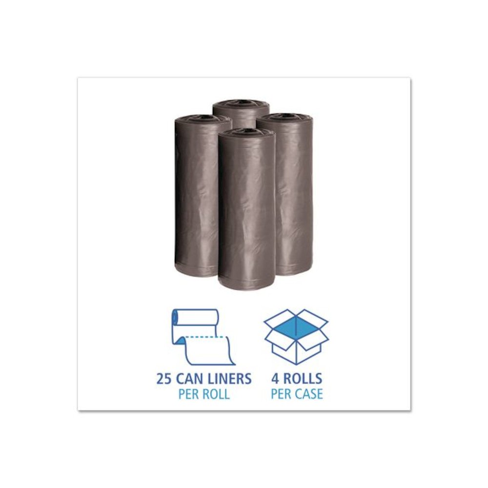 Low-Density Waste Can Liners, 30 gal, 0.95 mil, 30" x 36", Gray, Perforated Roll, 25 Bags/Roll, 4 Rolls/Carton. Picture 3