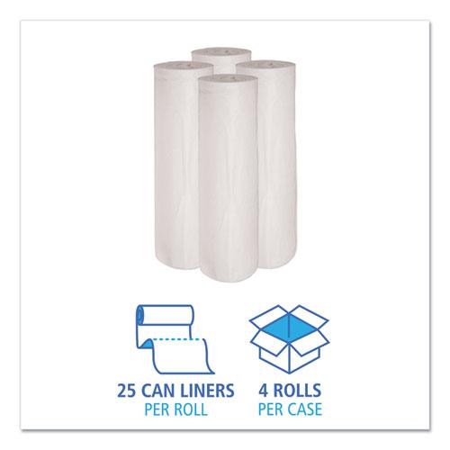 Low-Density Waste Can Liners, 45 gal, 0.6 mil, 40" x 46", White, Perforated Roll, 25 Bags/Roll, 4 Rolls/Carton. Picture 3