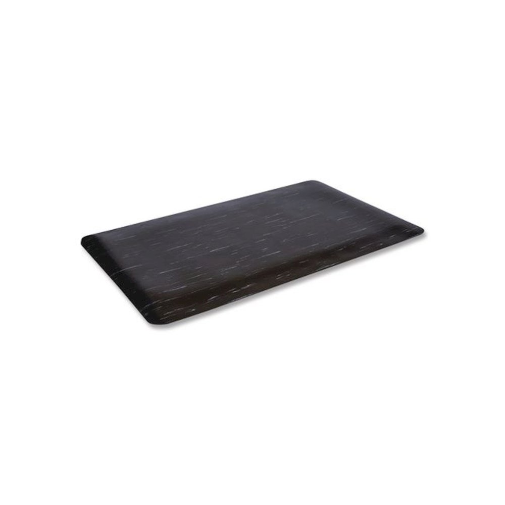 Cushion-Step Marbleized Rubber Mat, Rectangular, Black Smooth Surface, 36" x 72". Picture 1