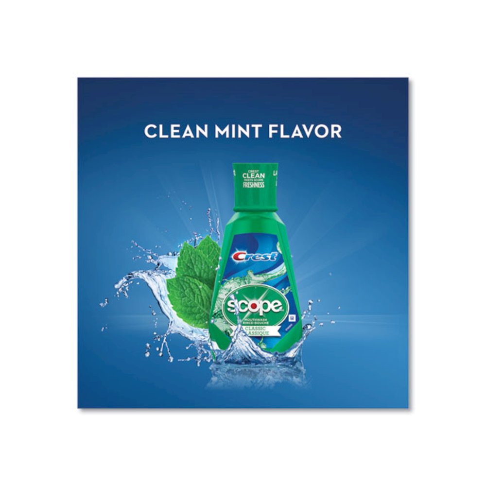 Plus Scope Mouth Rinse, Classic Mint Flavor, 1 L Bottle, 6/Carton. Picture 3