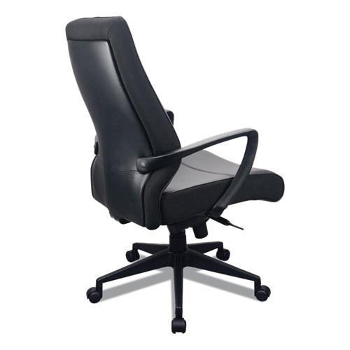 300 Leather High-Back Chair, Supports Up to 250 lb, 19.57" to 22.56" Seat Height, Black. Picture 4